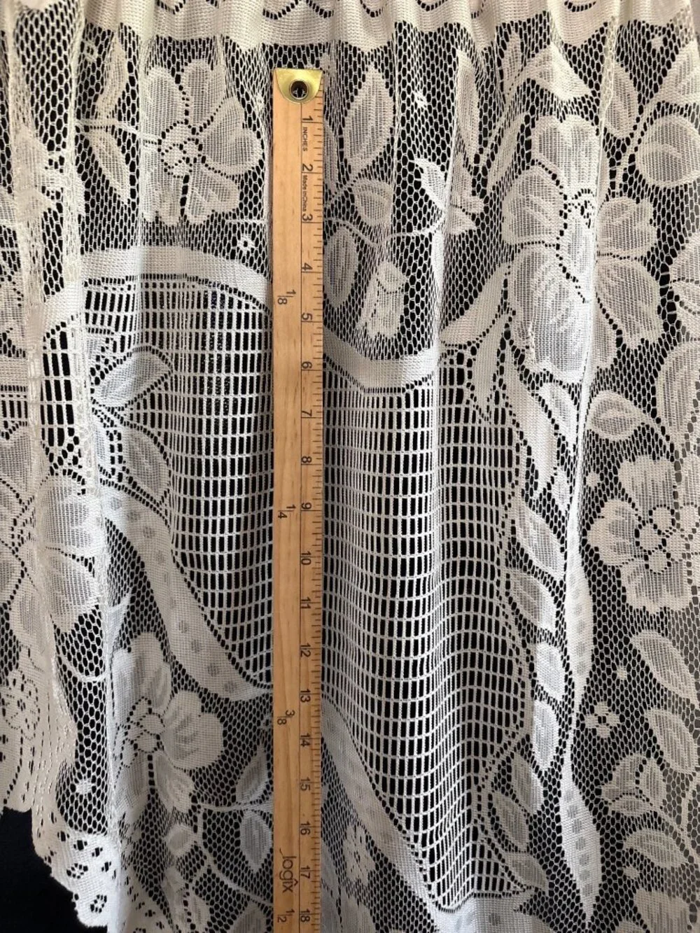 Floral Lace Rod Pocket Window Valance Cream 72x36 Vintage Look